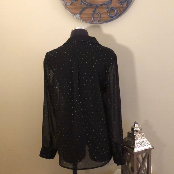 Sheer black & white button down top EUC!! - Picture 5 of 6